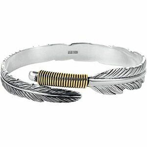 Silver Feather Bracelet Lucky Hope Cuff Jewelry Simple Retro For Women